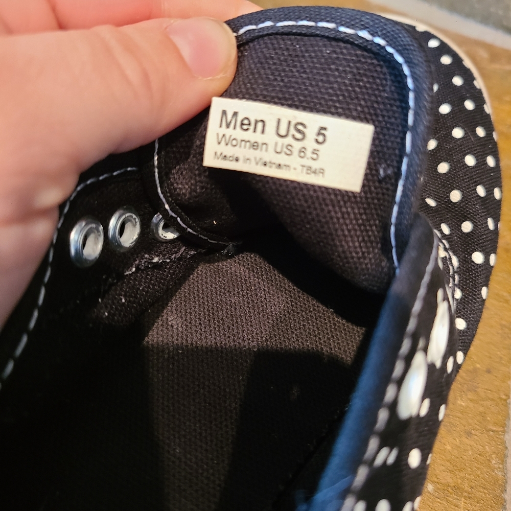Vans Limited Edition Black and White Polka Dot Lace-up slide on Sneakers 6.5 - Picture 5 of 5